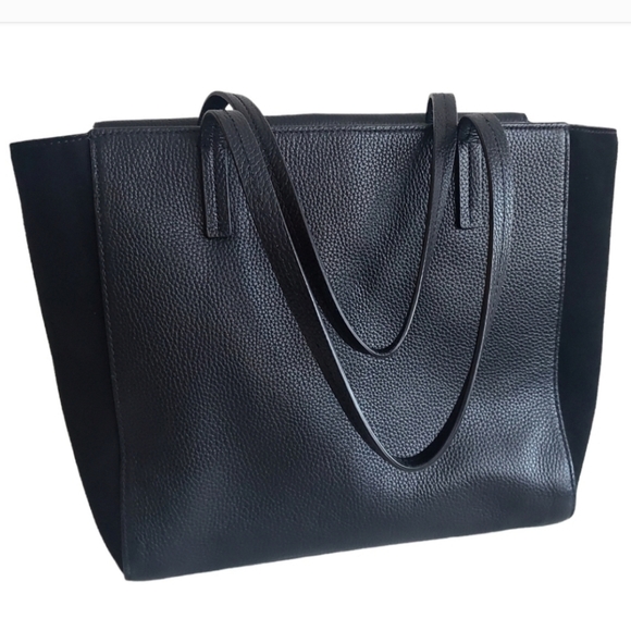 Kate Spade | Spencer Court Archie Leather Suede Totate Bag Purse - Black - Picture 4 of 13